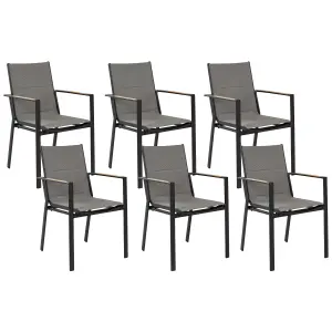 Set of 6 Garden Chairs BUSSETO Metal Black