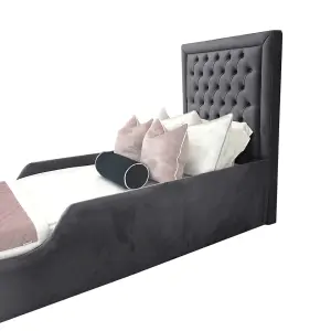 Royal Kids Bed Plush Velvet with Safety Siderails- Steel