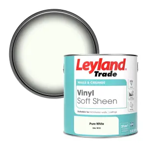 Leyland Trade Vinyl Soft Sheen Walls & Ceilings Emulsion Paint Pure White (RAL 9010) - 2.5L