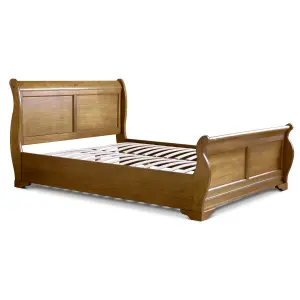 Toulon Wooden Sleigh Bed - Oak Finish - King Size 5ft Bed Frame Only