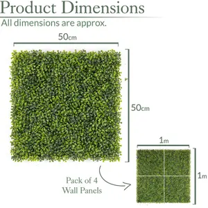 Artificial Boxwood Living Wall Panels Fence Covering Indoor Outdoor (Set of 4 1m x 1m)