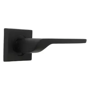 UNO-2 Door Handle Matt Black Lever on Square Rose Internal Latch Wooden Doors Handles