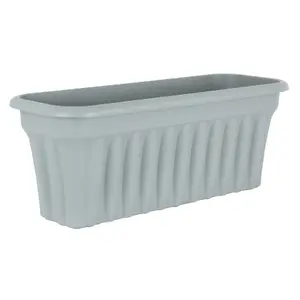 Wham 2x Vista Upcycle Grey Plastic Planter, Extra Large Rectangular Trough (80cm, Pack of 2)