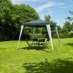 2.4m x 2.4m (8ft x 8ft) Outdoor Gazebo Party Tent Easy Construction in Green & White