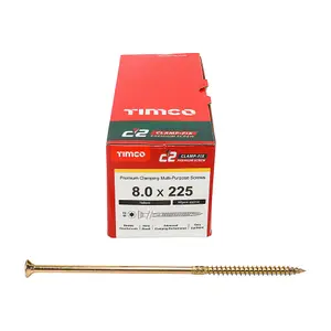 TIMCO C2 Clamp-Fix Multi-Purpose Premium Countersunk Gold Woodscrews - 8.0 x 225 (50pcs)