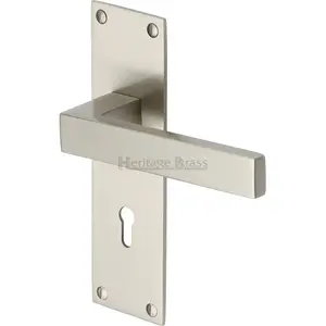 Heritage Door Handle Lever Lock Metro Design (Set of 2) Satin Nickel