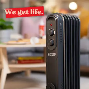 Russell Hobbs Electric Heater 1500W Black 7 Fin Oil Filled Radiator with 2 Year Guarantee RHOFR7004B