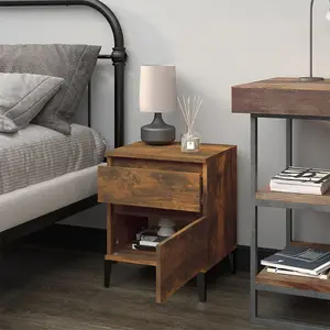 Berkfield Bedside Cabinet Smoked Oak 40x35x50 cm