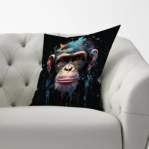 Monkey Face Splashart with Blue Cushions 60cm x 60cm