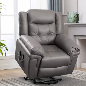 Faux Leather Power Lift Recliner Arm Chair with Massage and Heating Single Sofa for Living Room