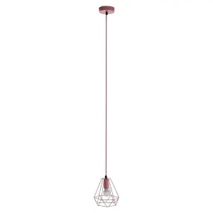 Interiors by Premier Beli Pink Metal Wire Pendant Light