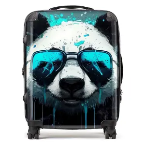 Panda With Blue Glasses Splashart Suitcase - Large