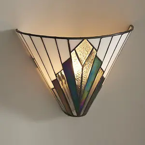 Luminosa Astoria 1 Light Indoor Wall Uplighter Tiffany Style Glass, E14