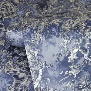 Liquid Marble Effect Wallpaper Debona Metallic Glitter Navy Silver