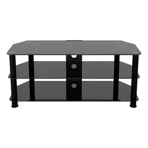 AVF Classic 1.14m Glass Corner TV Stand with Cable Management for TVs up to 55" - Black