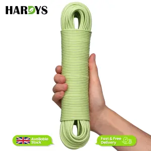 Hardys Clothes Washing Line - PVC Coated with Steel Core, Outdoor & Indoor Suitable Clothes Line, 80kg Capacity - 50m, Green