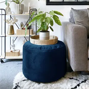 rucomfy Velvet Pouffe Beanbag - Peacock Blue