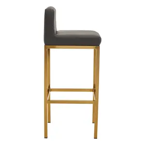 Madeline Upholstered Counter Stool with Metal Frame Gold / Grey