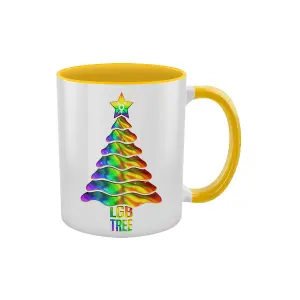 Grindstore LGB Tree Inner Two Tone Christmas Mug White/Yellow (One Size)