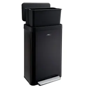 Kitchen Rubbish Waste Bin Recycling Wide Single Pedal 65L Matt Black