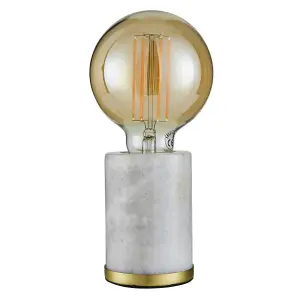 Inlight Cylinder Matt White Marble effect Table lamp