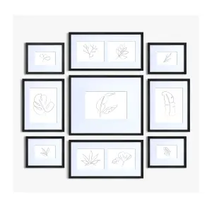 nielsen 9 Piece Picture Frame Set/Gallery Wall for 11 Photos - Black