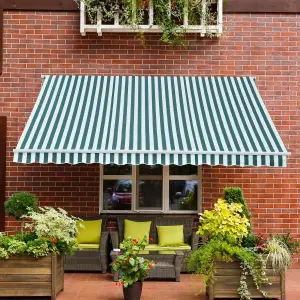 Outsunny Garden Sun Shade Canopy Retractable Awning, 3 x 2.5m, Green and White