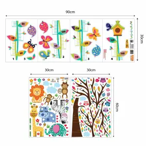 Walplus Animal Zoo, Height Chart, Butterfly, Colourful, Tall, Wall Decor, Nursery, Baby Kids Sticker PVC Multicoloured