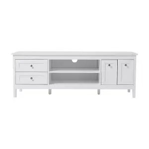 Classic White Wooden TV Stand with Drawers and Shelf 140cm W x 40cm D x 50cm H