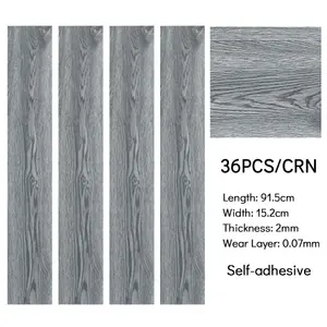 Grey Rustic Wood Effect Woodgrain Self Adhesive Vinyl Plank PVC Flooring Waterproof, 5m² Pack, Set of 36