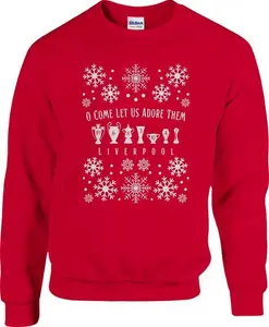 O Come Let Us Adore Them – Liverpool FC Christmas Jumper - Red - L