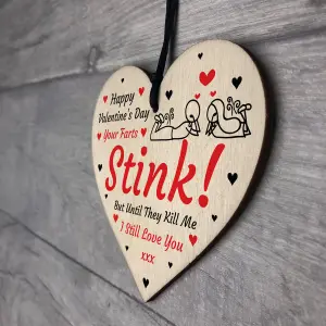 Funny Happy Valentines Day Gift For Boyfriend Girlfriend Husband Wife Wood Heart