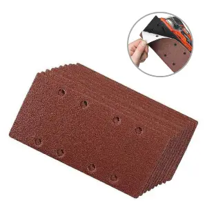 10 x Hook and Loop 40 Grit Punched 1/3 Sanding Sheets 93 x 190mm Abrasive Pads