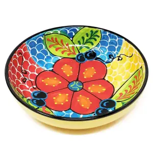 Classic Spanish Hand Painted Pattern Kitchen Dining Shallow Bowl 23cm Fish Scales