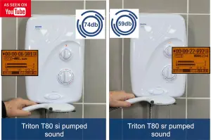 Triton T80si Pumped Tank Fed White Electric Shower Replacement 8.5kW +Riser Rail