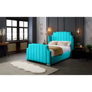 Nelly Plush Velvet Teal Bed Frame