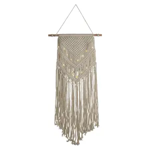 Lighting Collection Akin Cream LED Macrame Dream Wall Hanging