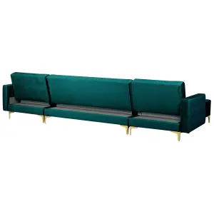 U-Shaped Sofa ABERDEEN Teal Velvet Reversible