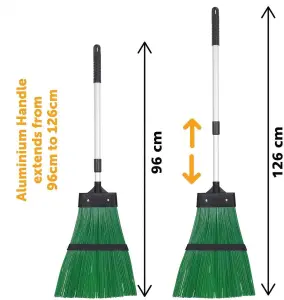 MantraRaj Extendable Garden Broom 96-126cm Telescopic Outdoor Heavy Duty Yard Scrubbing Brush With Tough Nylon Bristles