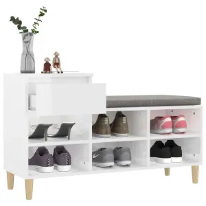 Berkfield Shoe Cabinet High Gloss White 102x36x60 cm Engineered Wood