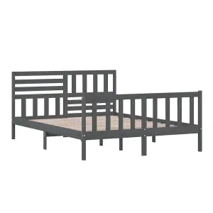 Berkfield Bed Frame Grey Solid Wood 150x200 cm King Size