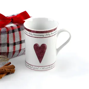 Beautifully Designed 40th Ruby Anniversary Mug Set with Matching Gift Box