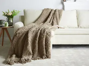 Blanket VELLA Cotton 200 x 220 cm Taupe