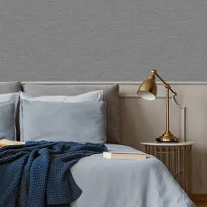 Boutique Charcoal Horizon Textured Plain Wallpaper