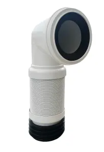 90 Degree White Flexible Pipe Waste Pipe Connector 4" (400mm-730mm), Durable Adjustable Flexible Pipe Pan Connector. FREE DELIVERY