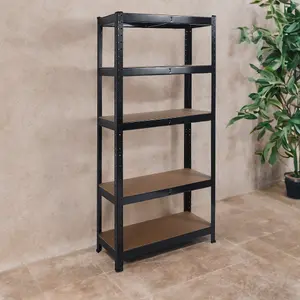 House Of Home Boltless 5 Tier Shelving Racking Heavy Duty Steel Shelf Unit Shed Garage Black