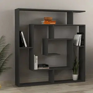 Labirent Bookcase | Modern Maze-Design Freestanding Unit with 5 Shelves Antracite