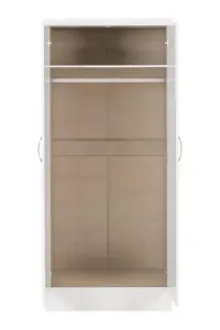 Nevada 2 Door All Hanging Wardrobe in White Gloss Finish