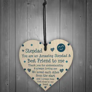 Stepdad Gift Poem Wood Heart Fathers Day Birthday Gift For Stepdad Thank You