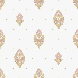 Galerie Opulence Pink Gold Italian Motif Embossed Wallpaper